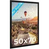 PHOTOLINI Bilderrahmen für Puzzle, Puzzlerahmen mit Acrylglas zum Aufhängen, für 1 Bilder (1 Einzelrahmen), 500-1.000 Teile im Endformat 50x70 cm