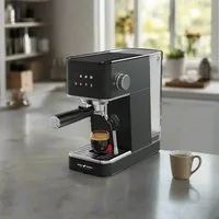 KeMar Kitchenware Espressomaschine KEM-117, Edelstahlsiebfilter, Touch Display, 20 Bar, 1,7 Liter Wassertank, schlankes Design