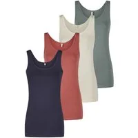 ONLY T-Shirt Damen Tank Top ONLLIVE LUV 4er Pack Slim Fit (Vorteilspack, 4-tlg) kurzarm Sommershirt mit Rundhalsausschnitt