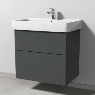 Sanipa 3way Waschtischunterbau zu Geberit Renova Plan Waschtisch mit 2 Auszügen, Anthrazit-Matt SM87722