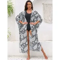 MOPUEA Strandkleid Strandkleid Damen Boho Bikini Überwurf Lang Leichtes Sommerkleid (Damen Strandkleid Bikini Überwurf Im Boho Stil, Langer Überwurf Mit Lockerer Passform Und Boho Muster) Luftig Schnelltrocknend Figurfreundlich Und Reisetauglich
