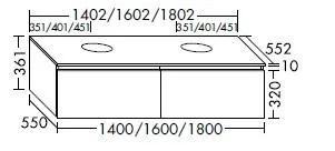 Burgbad WTU Lin20 Acryl/Lack Matt 361x1802x552 Grau Hochglanz, WXZL180F5364 WXZL180F5364