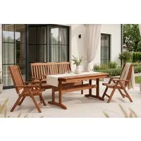 KONSIMO® Garten-Essgruppe ALCES Gartenmöbel-Set aus Massivholz, (2x Stuhl, 1x Tisch, 1x Sofa), handgefertigt, Kiefernholz, FSC-zertifiziert, hergestellt in der EU