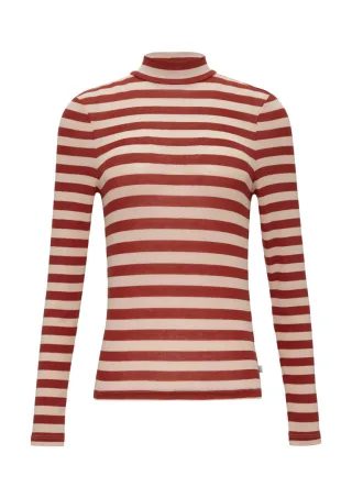 Q/S designed by - Gestreiftes Longsleeve im Slim Fit rot - Gr. - XL