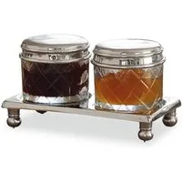 Mirabeau Vorratsdose Dosen 2er Set Aiton klar/silber, Glas, Deckel: Messing, Halterung: Messing