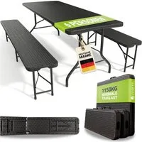 Juskys Bierzeltgarnitur Amberg, (3-tlg), wetterfest, zusammenklappbar, schnell auf und abbaubar