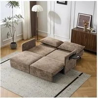 Leawin Sofa Sofa mit Schlaffunktion aus Chenille – Sofas Wohnzimmer mit USB, Weich gepolstertes Chenille-Funktionssofa mit Relaxfunktion