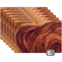 MuchoWow Platzset Glatte Holzstruktur aus geschwungenen Linien, (6-St), Platzsets, Tischset, Abwaschbar, Tischsets, Platzdeckchen