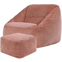 icon Sitzsack Riesen Sessel aus Cord Flauschig „Natalia" mit Hocker (Spar-Set, 1 x Sitzsack-Sessel, 1 x Fußhocker), Sitzsack XXL, Made in Germany, für Erwachsene & Kinder, für Wohnzimmer