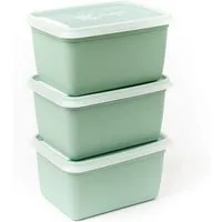 Amuse Frischhaltedose Gefrierdose Lebensmittelbehälter hitzebeständig kaltebeständig, Biokunststoff auf Zuckerrohrbasis, (3-tlg), Zuckerrohr-Biokunststoff, grün 13,5 x 13,5 x 9 cm (1000 ml)