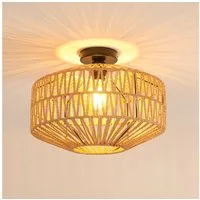 Riserva Deckenleuchten Deckenlampe Rattan Natur Ø40cm E27 Retro Deckenleuchte Boho