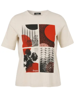 Frapp - T-Shirt Rundhals 1/2 Arm Motiv sand multicolor - Gr. - 46