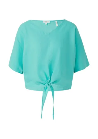 s.Oliver Red Label - Verkürzte Leinenmix-Bluse im Relaxed Fit blau - Gr. - 36