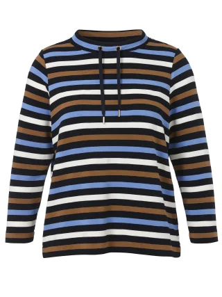VIA APPIA DUE - Sweatshirt Kragen 1/1 Arm Ringel marine multicolor - Gr. - 44