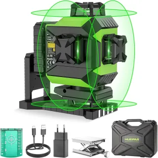 Green Beam Laser Level 360Self Leveling Cross Line Horizontal Vertical Measuring Tool Type-C with Scissor Lift Base Hard