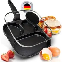 endusor Bratpfanne Frühstückspfanne Spiegeleipfanne (21cm), Aluminiumguss (inkl. Glasdeckel, Alle Herdarten auch Induktion), Antihaft-Beschichtung & Eisenkernboden für Spiegelei, Pancakes & Mehr