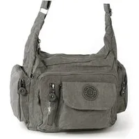 BAG STREET Schultertasche Bag Street Damenhandtasche Schultertasche (Schultertasche), Damen, Jugend Schultertasche Nylon, grau ca. 30cm x ca. 22cm