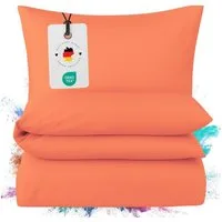 Carpe Sonno Bettwäsche Mako Satin 135 x 200 & 155 x 220 - Baumwolle Reißverschluss Einfarbig, Mako-Satin, 2 teilig, OEKO-TEX Premium Bettbezug 135x200 2 teilig - Orange Uni