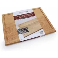 PROREGAL® Schneidebrett Schneidebrett Eiche 45 x 34,5 x 2,5 cm, Eiche, Auffangrillen zum auffangen von Flüssigkeiten
