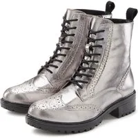 LASCANA Schnürboots Schnürstiefelette, Ankle Boots, Leder, Schnüren & Reißverschluss