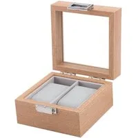 mixed24 Schmuckkasten Holz Uhrenkoffer für 2 Uhren Aufbewahrung Uhrenbox Uhrenkasten, Deckel aus Echtglas Uhrenaufbewahrung