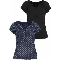 Vivance Kurzarmshirt mit leicht gerafftem Ausschnitt (2er-Pack) aus weichem Viskose-Stretch