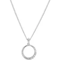 ALEXANDER YORK Kette mit Anhänger CIRCLE ZIRKONIA rhodiniert, 2-tlg., 925 Sterling Silber