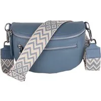 MIRROSI Bauchtasche Damen, Echtleder, Leder, Made in Italy, Umhängetasche, Brusttasche, (Schultertasche für jeden Anlass (1 Tasche & 2 Gurt), Mit zwei Reißverschlüssen, (ca.27x14x8cm), Crossbody Bag, gemusterten& verstellbaren Schulterriemen