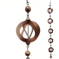 GarveeMore Windspiel Draußen hängende Regenketten für Dachrinnen und Fallrohre, rotierende, Regenfängerkette mit Glocke Retro-Windspiel Metall Gartendekor Regen