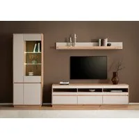 Home affaire Wohnwand Sonora, moderne Anbauwand, Komplettset in Kaschmir/Eiche, (Komplett-Set, 3-St), enthält Vitrine, Lowboard und Wandboard, 292 cm breit