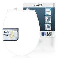 Schütte WC-Sitz Duroplast, WHITE (WC-Sitz, Befestigungsmaterial, Montageanleitung), mit Absenkautomatik und Schnellverschluss, inklusive Duftstein