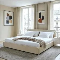 IDIMEX Polsterbett LATINI, Bett 160x200 cm mit höhenverstellbarem Kopfteil und Lattenrost Beige
