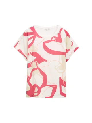 Tom Tailor - T-Shirt im Material-Mix whisper white - Gr. - L
