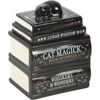 Something Different Duftlampe Duftlampe Cat Magick – Book of Spells - Gothic Ölbrenner Katze