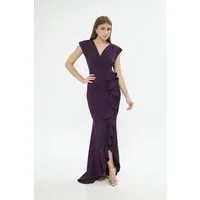 WOMAN VISION Abendkleid Ärmelloses Maxikleid mit Wickelausschnitt
