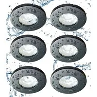 TRANGO LED Einbauleuchte, 6er Set 6729IP65-061MCOBSD IP65 LED Einbaustrahler in Anthrazit matt inkl. 6x 5 Watt 3-Stufen dimmbar 3000K warmweiß Ultra Flach LED Modul, Dusche, Bad Einbauleuchte, Deckenstrahler, Deckenlampe