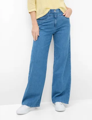 Raphaela by Brax Damen Five-Pocket-Hose Style LAURA FLARED BLEACHED, USING&BUFFIES, denim hellblau, Gr. 42K