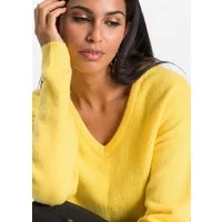 bonprix Strickpullover aus weichem Material, mit V-Ausschnitt, Oversized-Passform