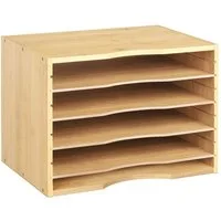 Homfa Briefablage, Bambus Dokumentenablage, mit 5 Fächer, 36x25x26cm