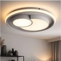 WOFI LED Deckenleuchte, LED-Leuchtmittel fest verbaut, Warmweiß, Deckenleuchte dimmbar über Schalter Wohnzimmer LED weiß grau