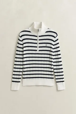 GANT - Gestreifter Zopfstrick Troyer eggshell - Gr. - L