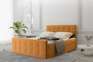 Boxspringbett Schlafzimmerbett MAURO 180x220cm Stoff Soro Senf inkl.Bettkasten
