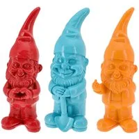 CEPEWA Gartenzwerg XL Gartenzwerg 3er Set Polyresin rot türkis orange 13x40x12cm Figur