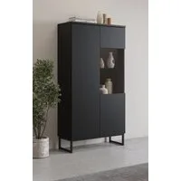OTTO home Vitrine Modo II, Breite 80 cm, moderner griffloser Vitrineschrank Vitrine viel Stauraum, Einlegeböden verstellbar, Glastür, Metallkufen