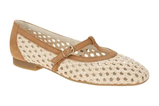 Paul Green Damen Ballerinas 1143-000 Beige Natur Sisal Mary Jane Stil