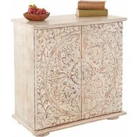 OTTO home Kommode Sideboard mit 2 Türen, Breite/Höhe: 75/75 cm, Fronten mit individuellen Schnitzereien