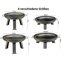 Haushalt International Feuerschale Feuerschale - Massive und dekorative Schwarze Feuerstelle, fertig montiert, für den Garten, Terrasse oder Camping