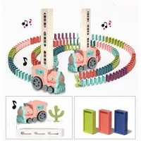 feinlux Spielzeug-Zug Dominospielzeug, (Set, mit Musik, Kinder Elektrostapel Spielzeug), 60 Stück Elektrischer Zug Spielzeug Baustein