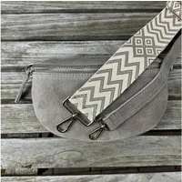 MAONI Bauchtasche Wildleder Dunkeltaupe mit 2x Gurten, echt Leder, hochwertige Ledertasche gefertigt in Italien