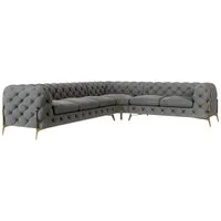 S-Style Möbel Ecksofa Ashley, Chesterfield mit Goldenen Metall Füßen, mit Wellenfederung